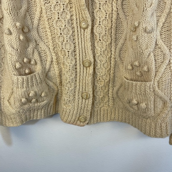 100% new wool hand knitted in Ireland button down cardigan sweater size m/l - Picture 8 of 13